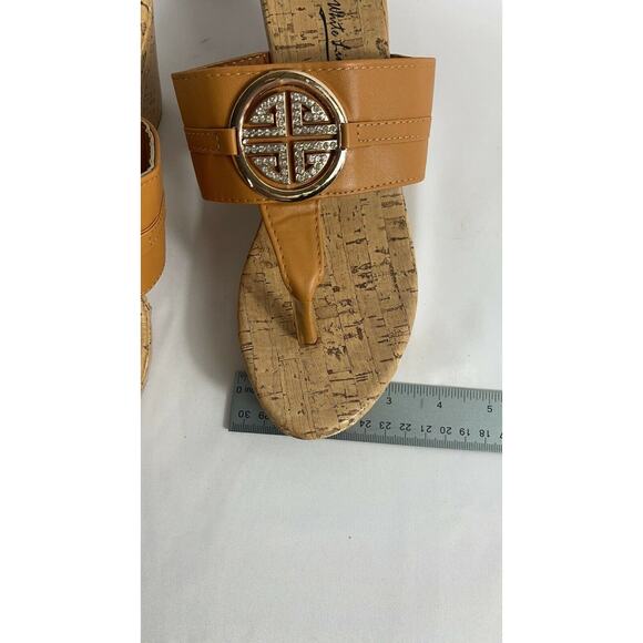 White Line Women's Slip On Faux Cork Wedges Jewel Embellished Platforms Size 7 - Picture 8 of 8